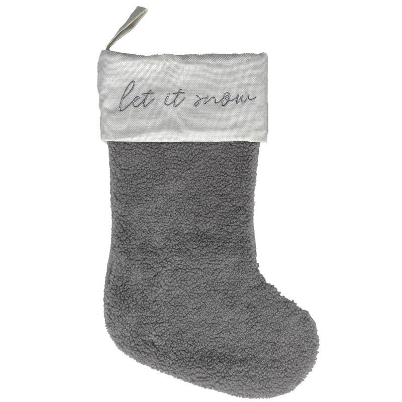 Celebrations 23F02950RS Home Frosty Let It Snow Christmas Stocking, Gray/White