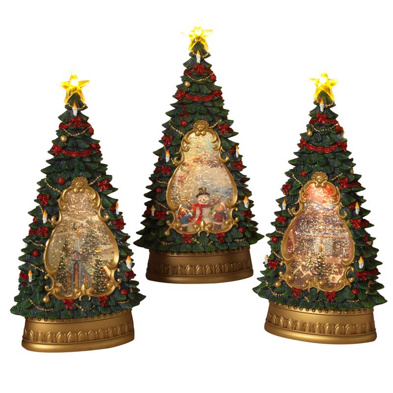 Gerson 2659930 Christmas Water Globe Tree, Assorted