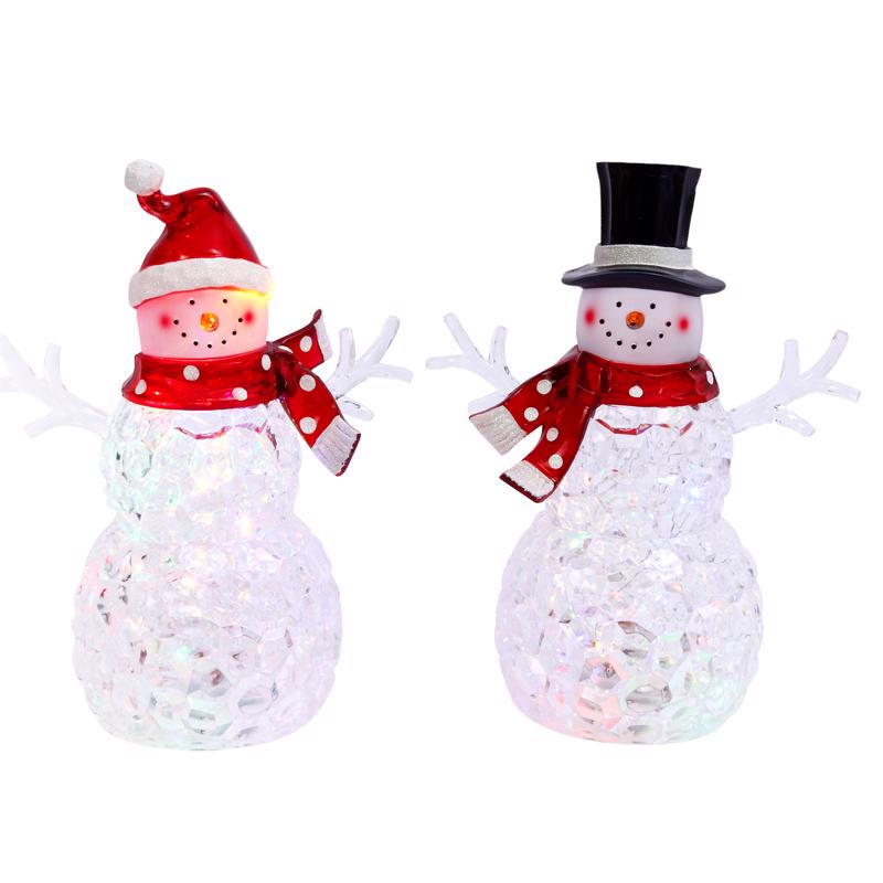 Gerson 2428710 LED Acrylic Lighted Figurine Christmas Snowman, Assorted Colors