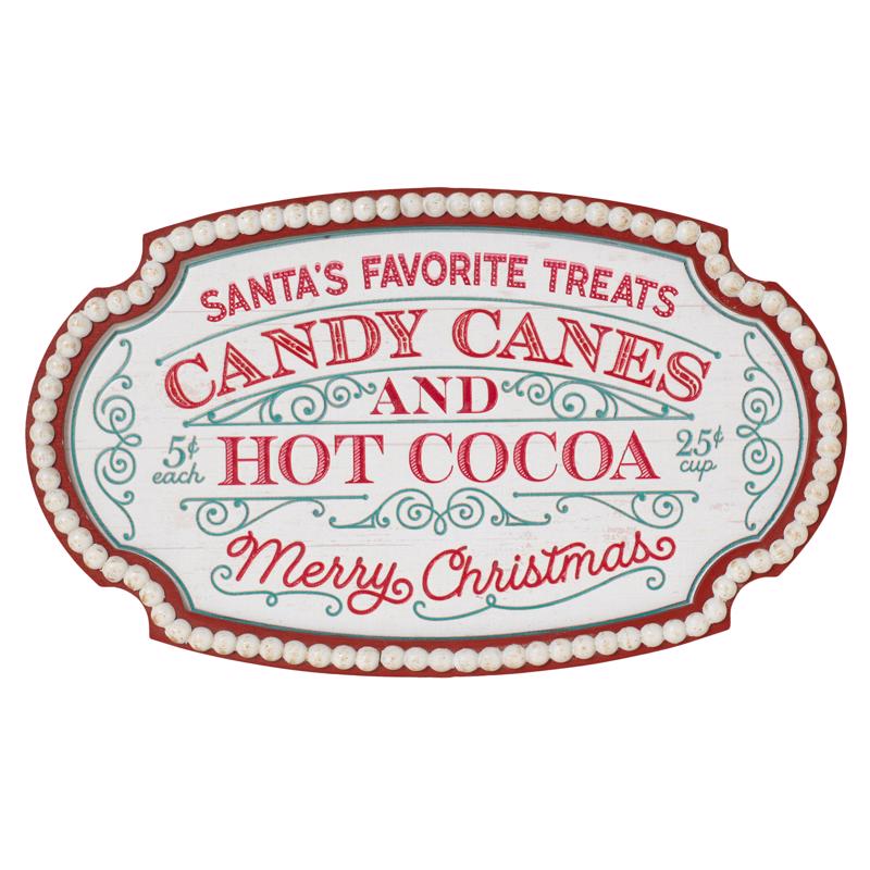 Gerson 2655510 Holiday Santa's Favorite Treats Sign, Multicolored, 19.6 inches