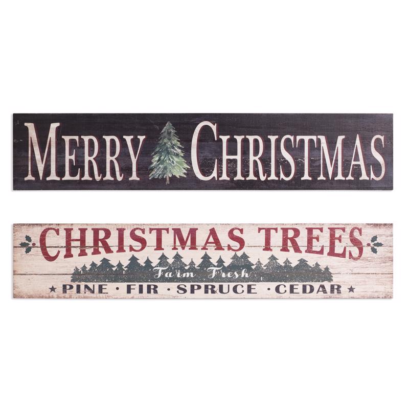 Gerson 2488490 Christmas Trees and Merry Christmas Sign, Assorted