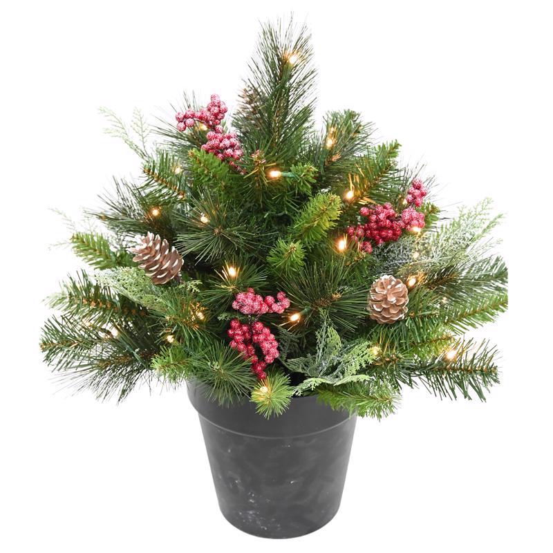 Celebrations IMPURN22WWA Icy Mixed Pine Urn Filler Christmas Porch Bush, 1-1/2 Feet