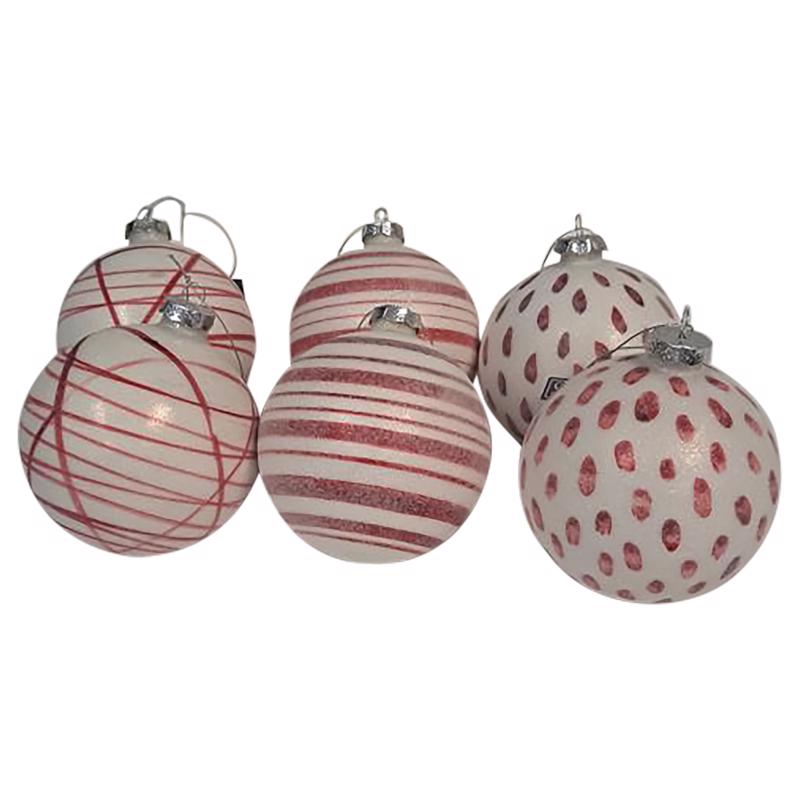 Sullivans ACE208 Patterned Ball Christmas Ornament, Red/White