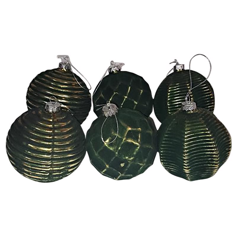 Sullivans ACE212 Geometric Textured Ball Christmas Ornament, Gold/Green