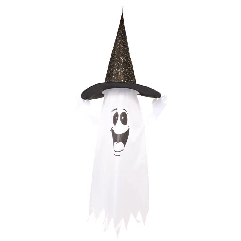 Fun World 91969 Ghost with Witch Hat Halloween Decor, 5 Feet