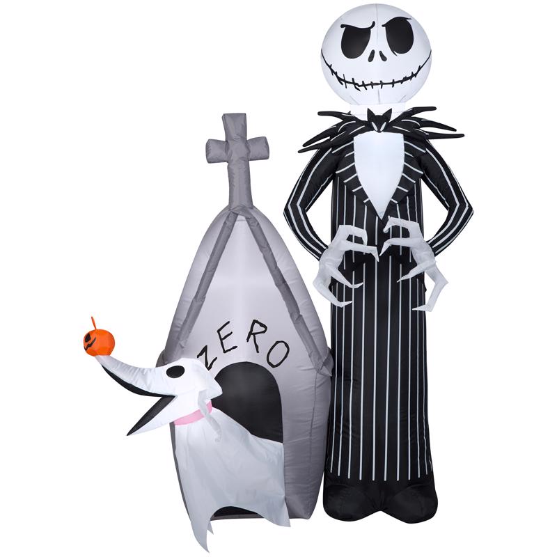 Gemmy 224416 Airblown LED Jack Skellington Jack and Zero Inflatable, 5 Feet