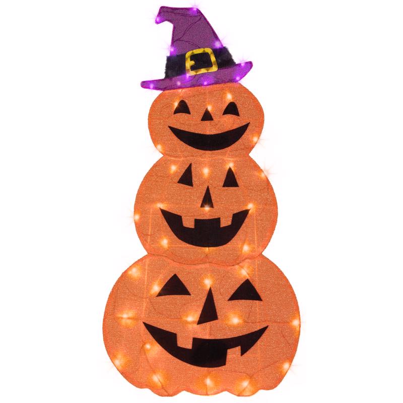 Gemmy 551210 Flat-Tastics LED Jack-O-Lantern Halloween Pumpkins, Orange