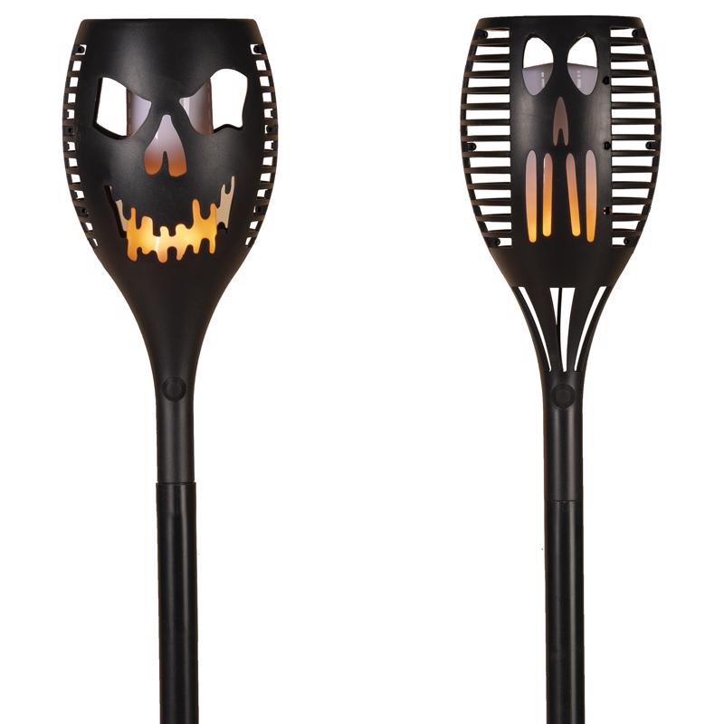 Gerson 2665940 LED Halloween Solar Scary Pumpkin Face Torch Pathway, 31 Inch
