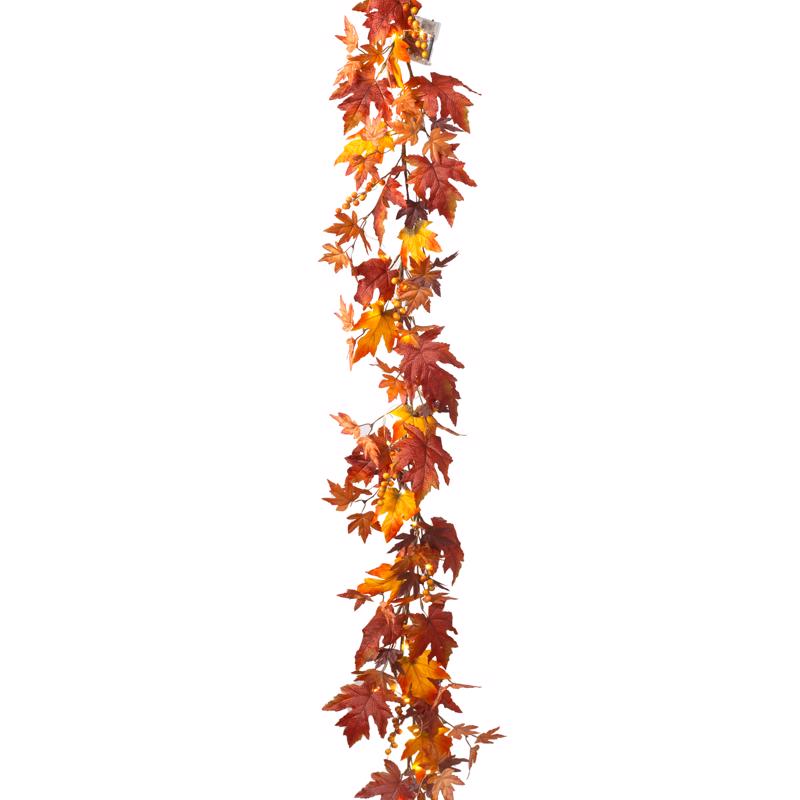 The Gerson Company 2595110 Leaf Garland Harvest Decor, Warm White