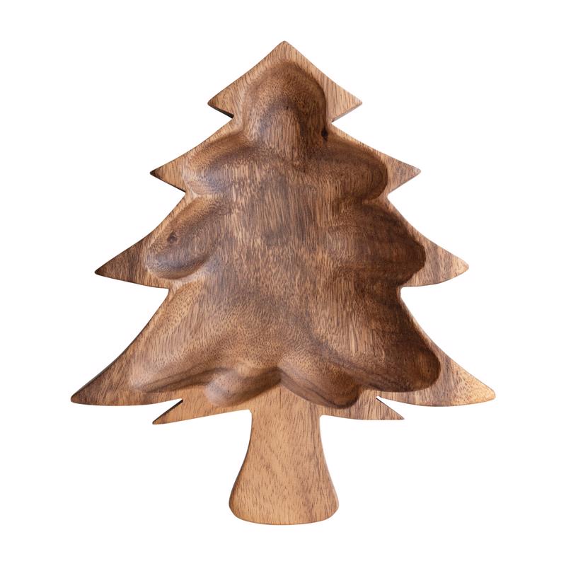 Creative Co-op XM9388 Garden Christmas Tree Bowl, Natural