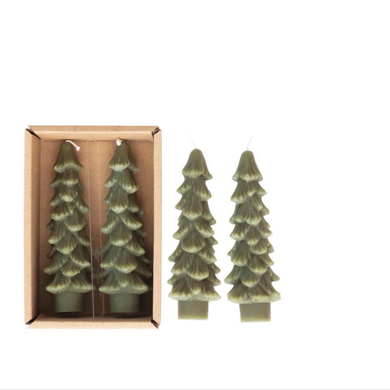 Creative Co-op XS0433 Flaire Tree Taper Candle, Evergreen