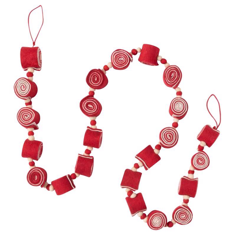 Sullivans ACE183 Felt Candy Garland, Red/White, 5.83 Ft