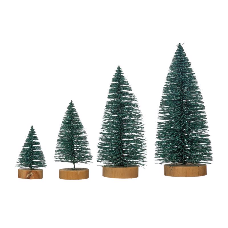 Creative Co-op XS1784 Cottage Christmas Bottle Brush Sisal Trees Table Decor, Green/Natural