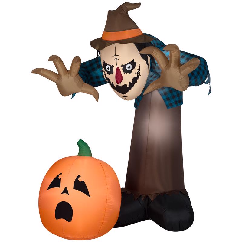 Gemmy 551393 Animated Airblown Haunted Halloween Scarecrow, 7.5 Feet