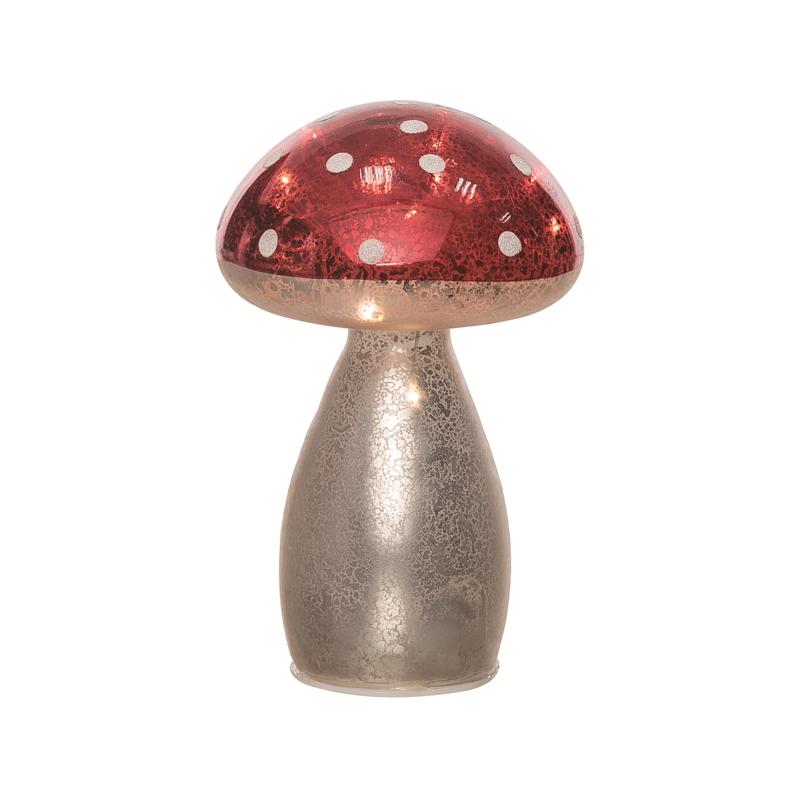 Transpac TC02206 Mushroom Table Decor, Red/Silver, 8 inches