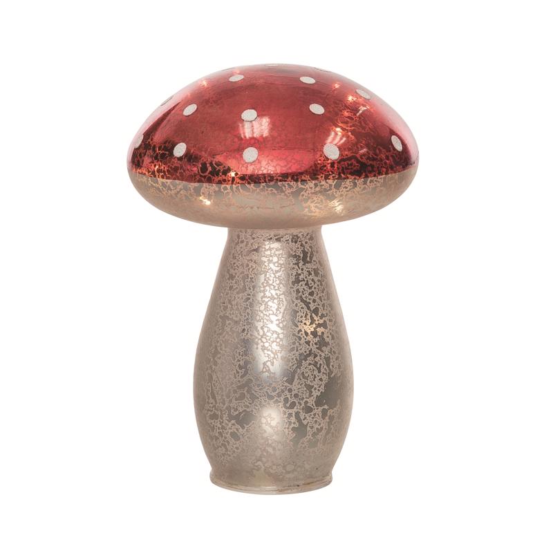 Transpac TC02205 Large Mushroom Lights Up, Red/Silver, 9 inches