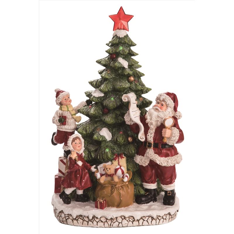 Transpac Y4807 Christmas Tree w/Santa & Children Table Decor, 17 inches