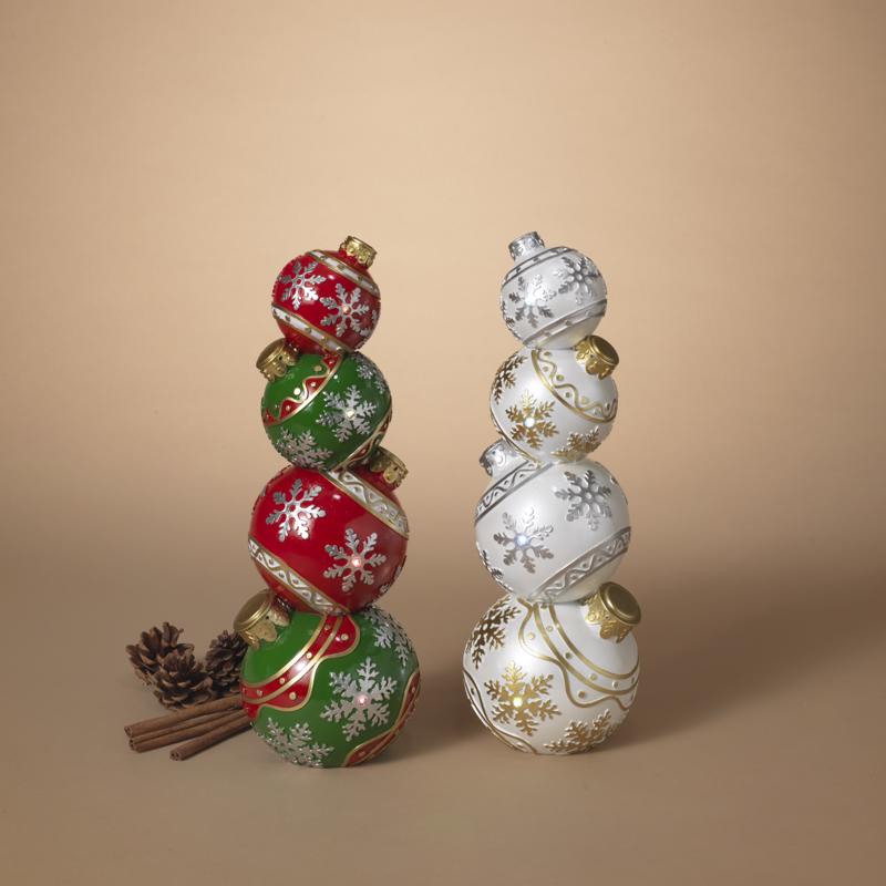 Gerson 2604380 Lighted Stacking Christmas Ornaments, 16 inches