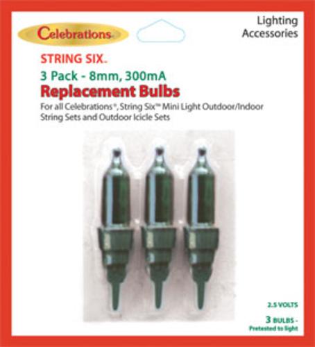 Celebrations 55253 Mini Replacement Bulbs, 2.5 volt, Green