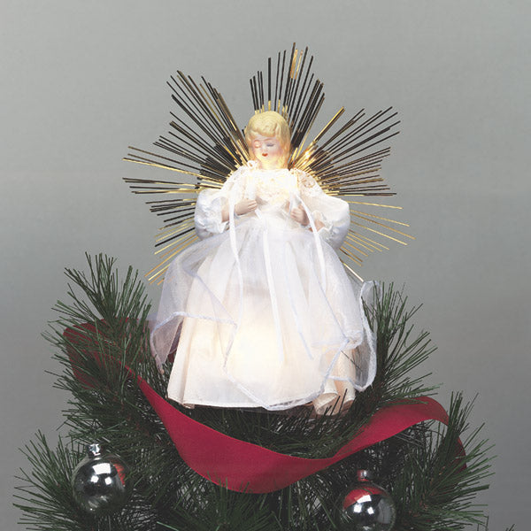 Celebrations 4980-71 Illuminated Angel Tree Topper, White/Gold