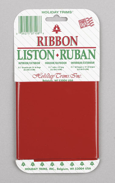 Holiday Trims 7108 Plastic Ribbon, Red, 3-1/2" x 16'
