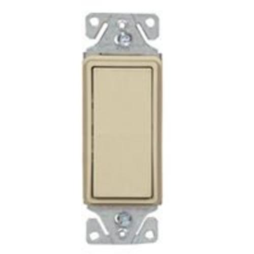 Cooper Wiring C7501V-SP Single Pole Ivory Ground Deco Rocker Switch, 15 Amp