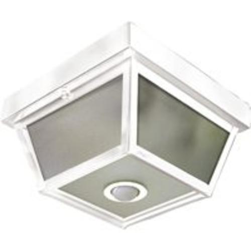 Heath Zenith SL-4305-WH Motion-Activated Five-Sided Porch Light, White Brass with Frosted Glass
