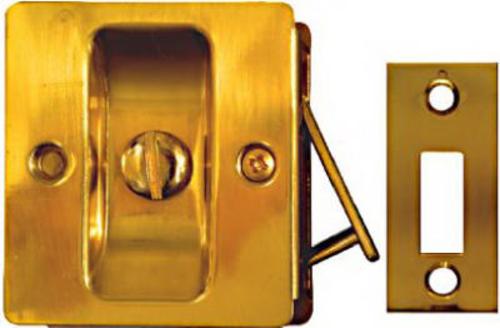 Kwikset 332 3CP Pocket Door Latche, Polished Brass