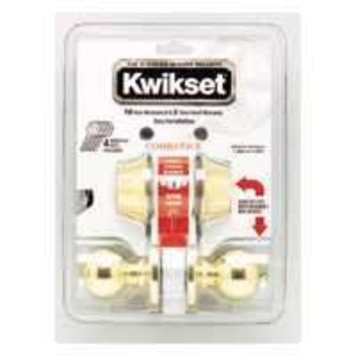 Kwikset 695P3CP6ALRCSK6 Deadbolt & Entry Lock Set, Polished Brass