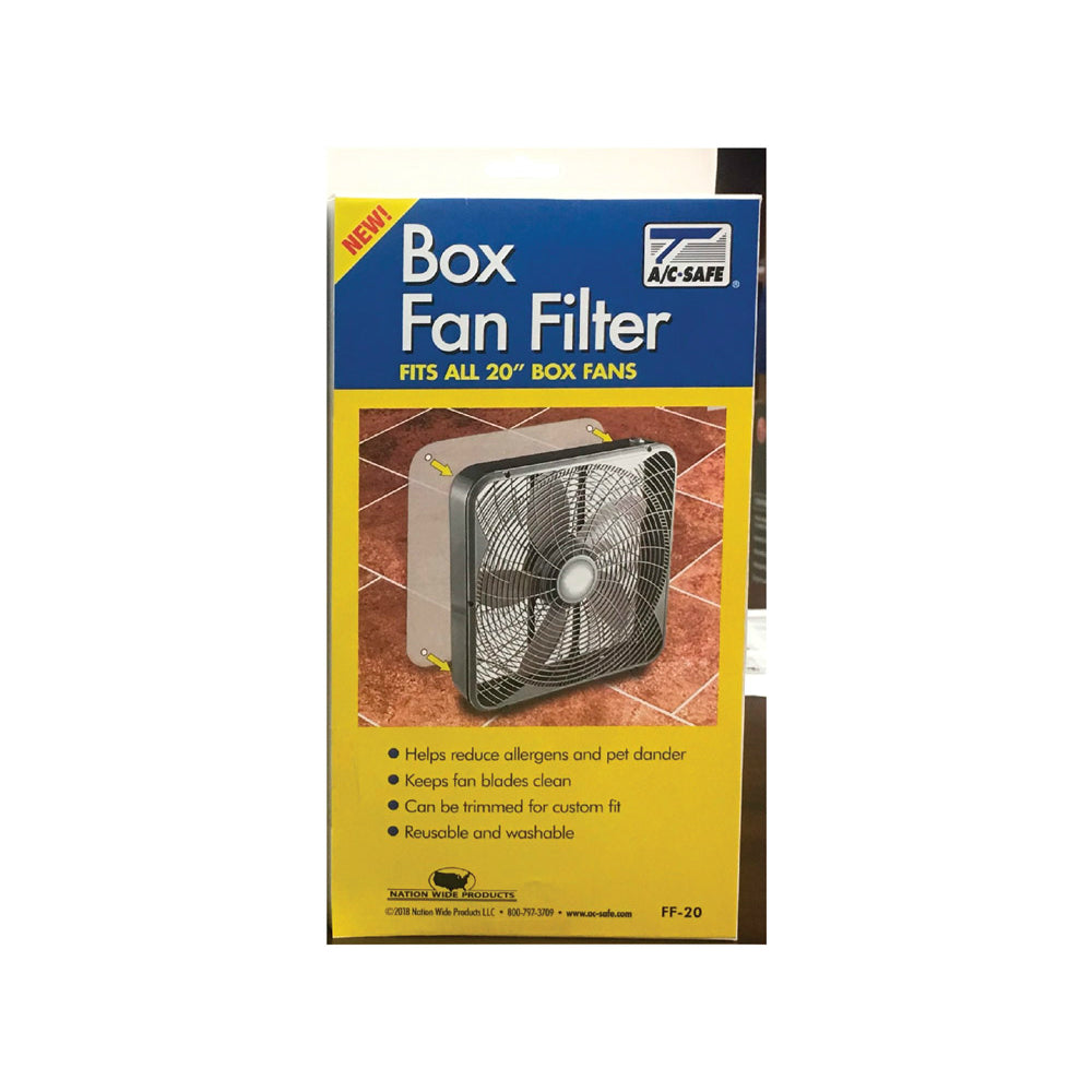 AC Safe FF-20 Box Fan Filter, Polyester, 20"