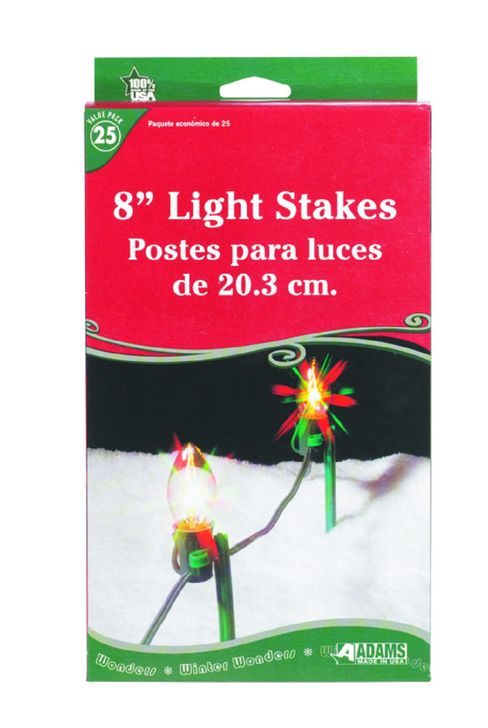 Adams 9105-99-1640 Christmas Light Stakes, Plastic, Green, 25 Stakes