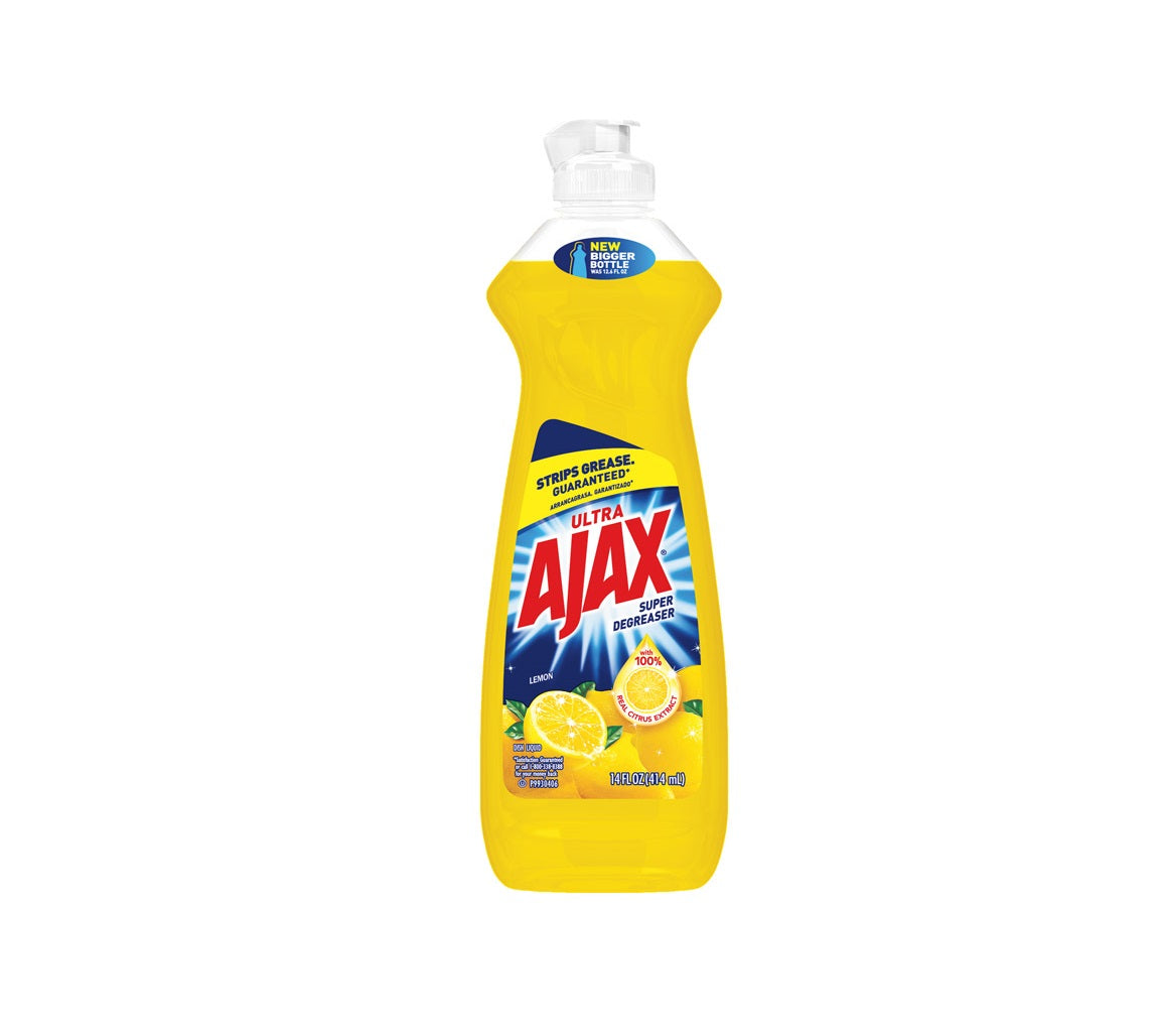 Ajax 144630 Liquid Dish Soap, Lemon, 14 Oz