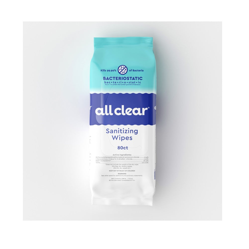 All Clear 100-025B Sanitizing Wipes, 13.8 Oz