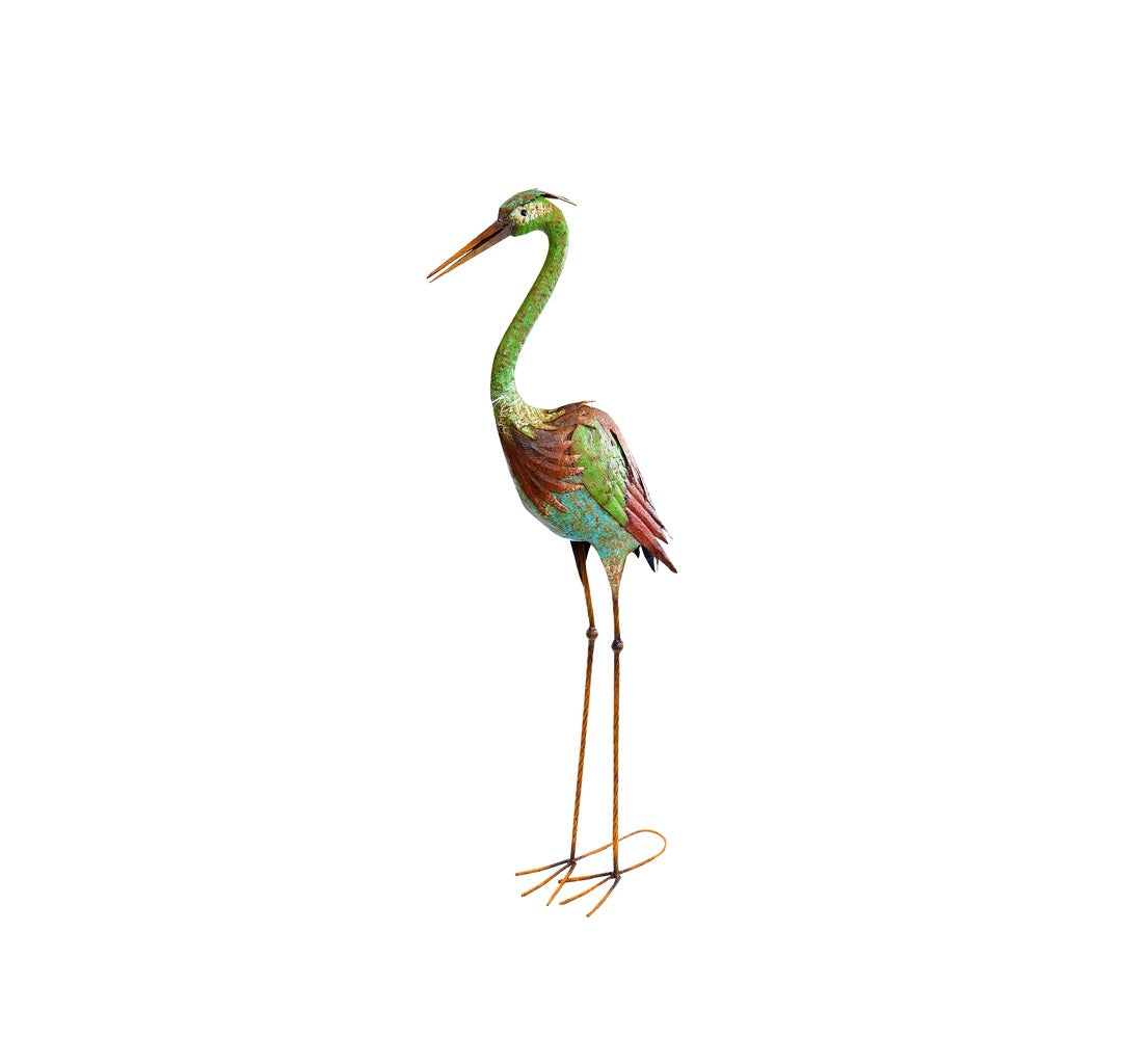 Alpine HEH208 Crane Stake Statue, Multicolored, 40 in