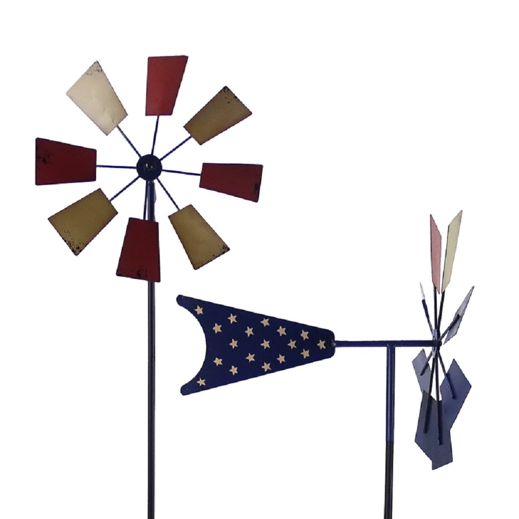 Alpine KIY372 Patriotic Windmill, Metal, Assorted Color