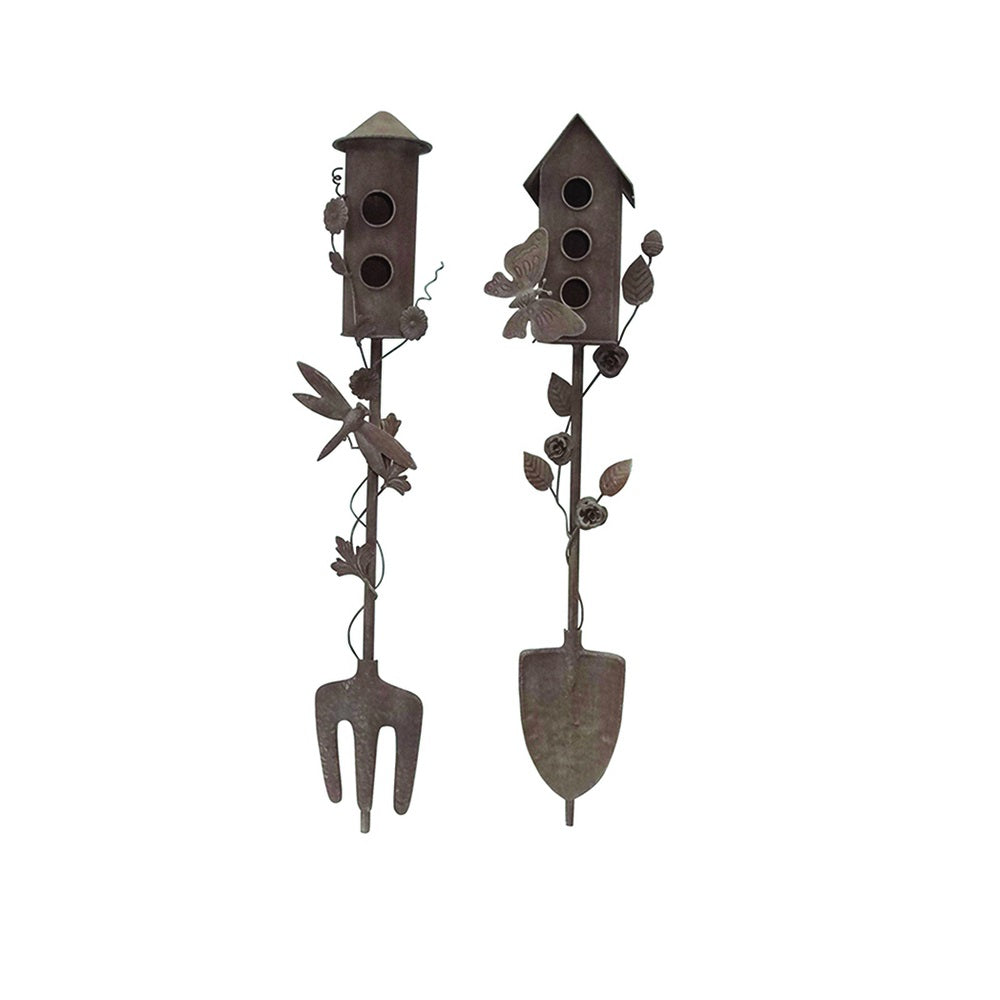 Alpine NCY173A Bird House Garden Stake, Brown