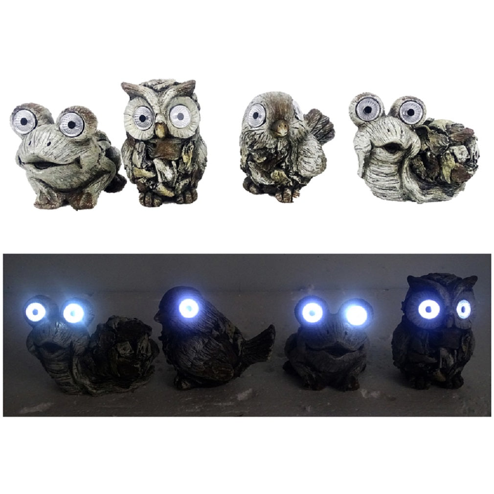 Alpine QWR1134ABB Backyard Animal Solar Statue, Polyresin, Multi color