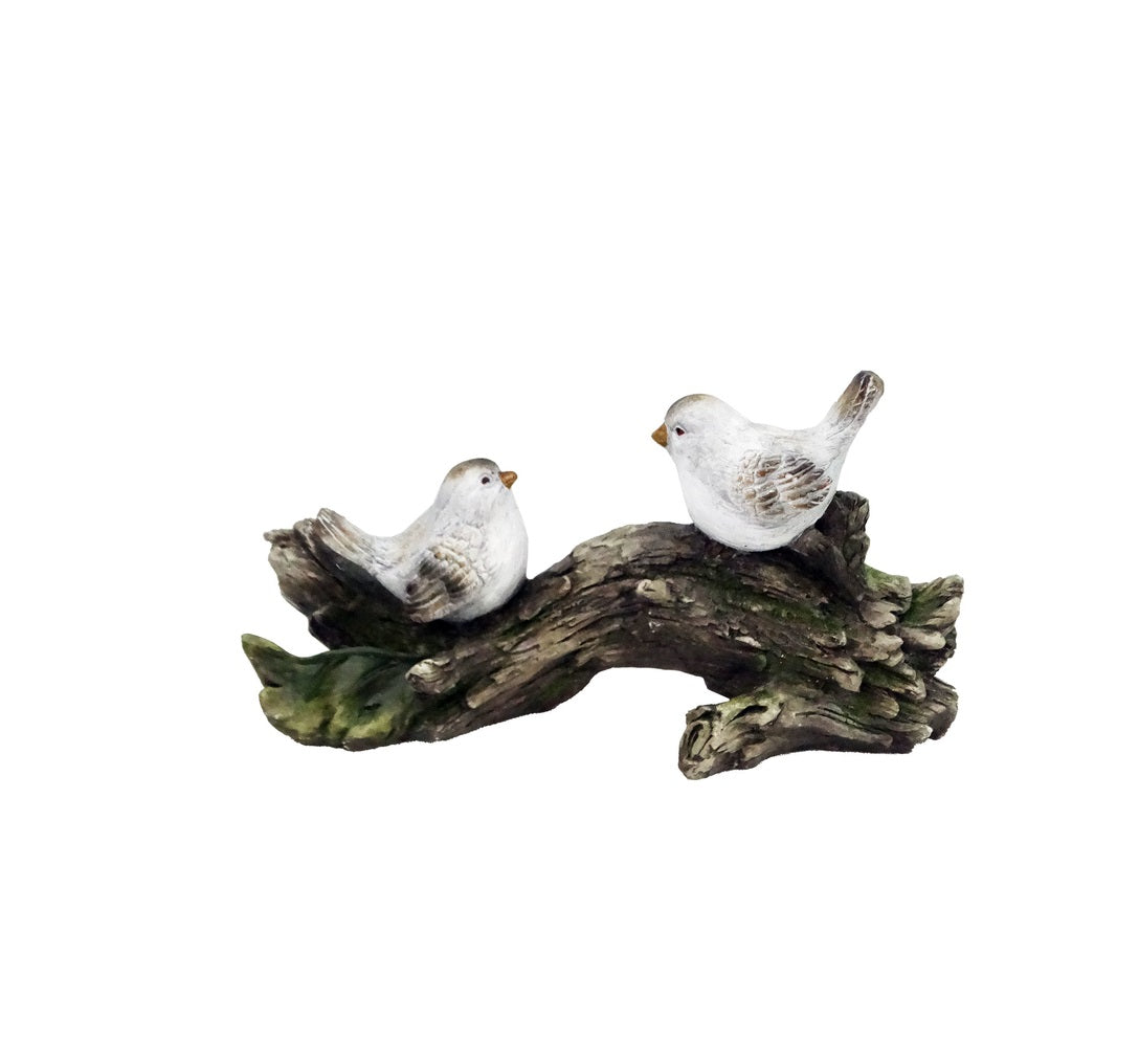 Alpine QWR1048 Birds on Wood Statue, Multicolored, 11 in