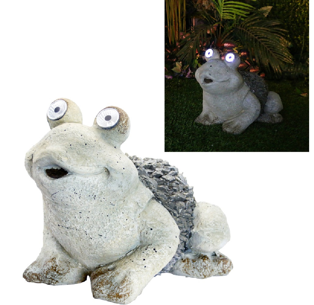 Alpine QWR474SLR Frog Statue, Polyresin, Gray, 12"