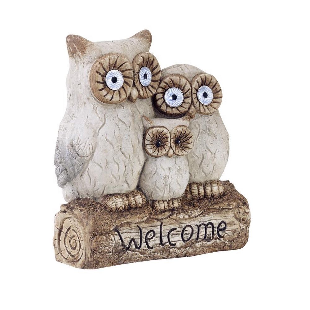 Alpine QWR476SLR Owl Family Welcome Statue, Gray