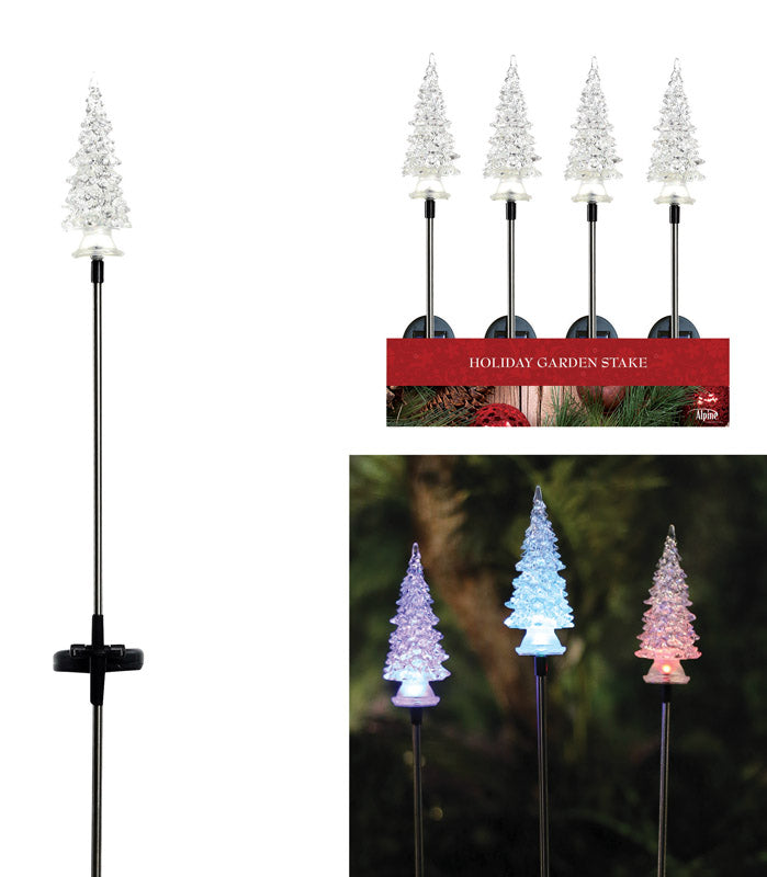 Alpine SOT353BB-CC-TM Christmas Tree Yard Stake, Assorted Colors, 34.25"
