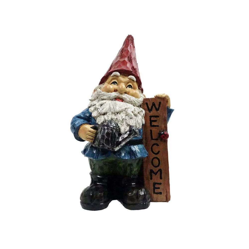 Alpine WQA1068 Polyresin Gnome Welcome Statue, Multicolored, 12"