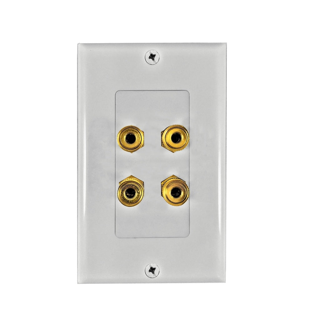 AmerTac AW1004TBPW Zenith 4-Terminal Banana Plug Wallplate