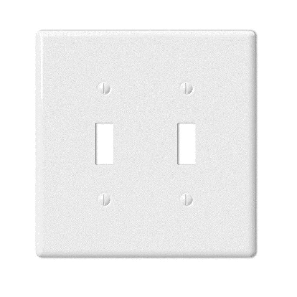 Amerelle 3000TTW Metro 2 Gang Ceramic Toggle Wall Plate, White