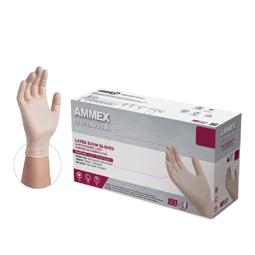 Ammex GPPFT44100 Professional Disposable Gloves, Medium, Ivory