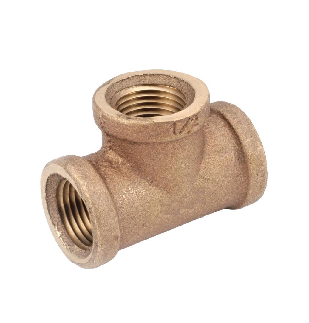 Anderson Metals 738101-02AH FPT Tee, Red Brass