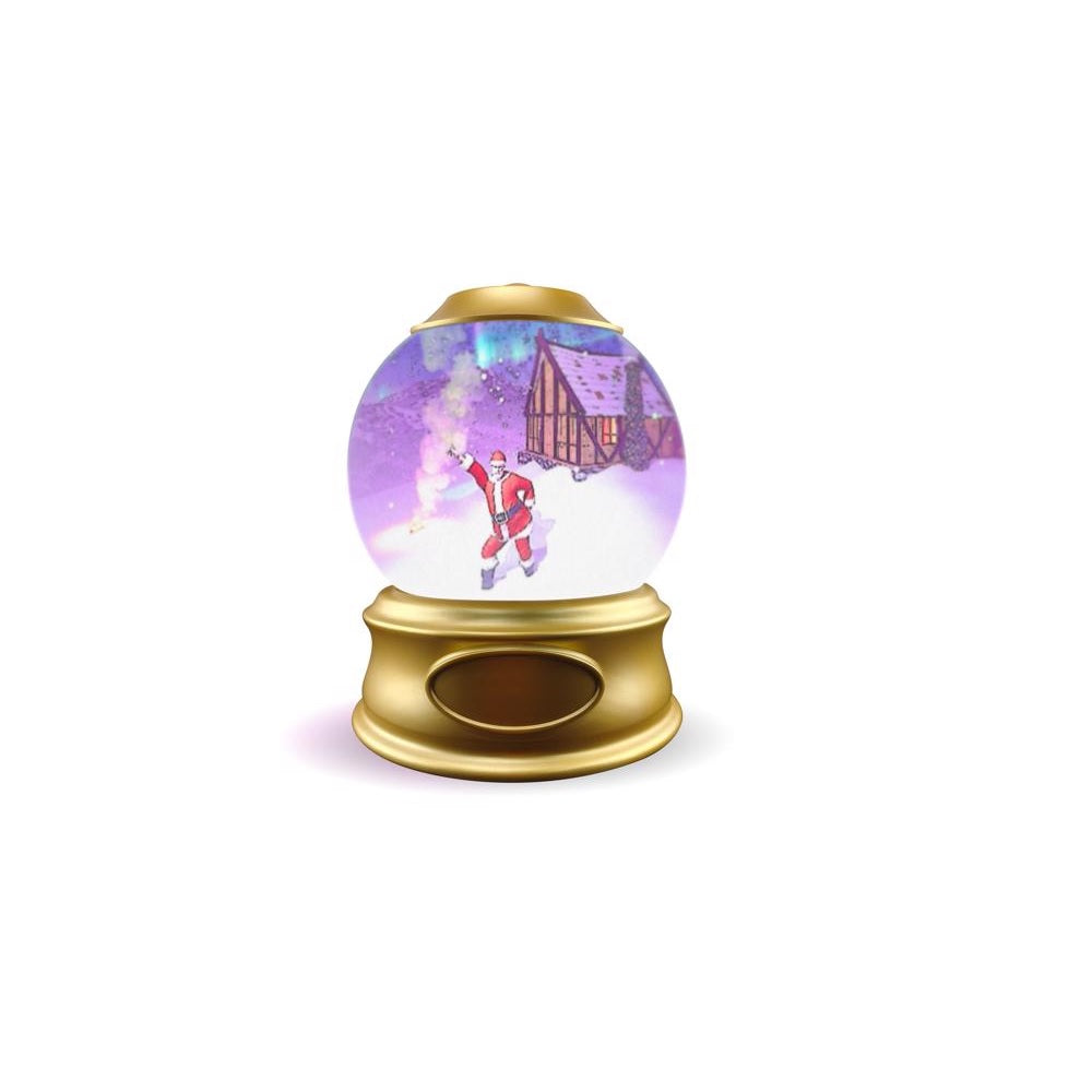 Animat3D MSPSNOGL Christmas Indoor Home Decor Snow Globe, Gold/White