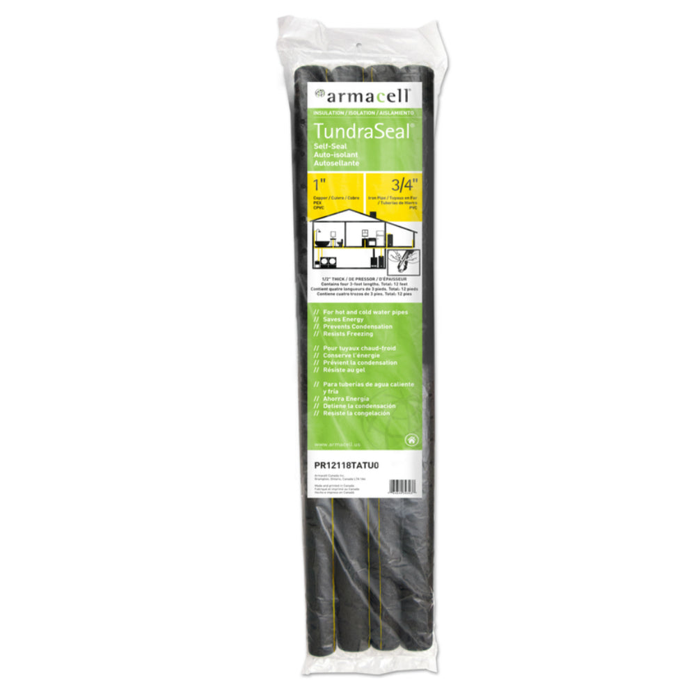 Armacell PR12118TATU0 TundraSeal Polyethylene Foam Pipe Insulation, 1 in. x 3 ft.