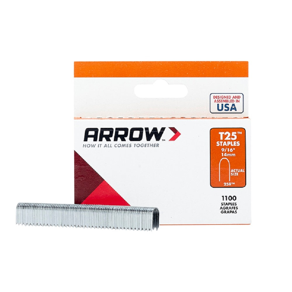 Arrow Fastener 259 Round Crown Wire Staples, Gray, 1100 staples