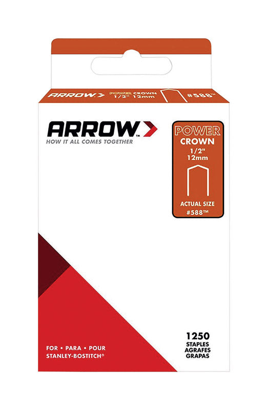 Arrow Fastener 588SP #588 Wide Crown Standard Staples, Galvanized Steel, Grey, 1/2" x 3/8"